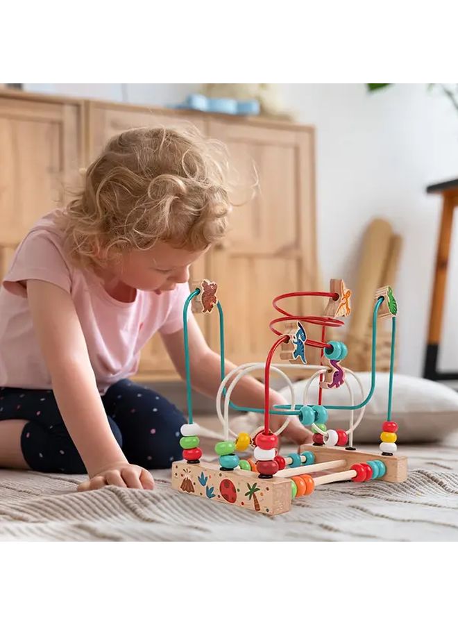 JHTOY 5202 لعبة ديناصور للعد ومهارات حركية دقيقة تعلم الرياضيات متاهة خرز خشبية لغز هدية - Image 4